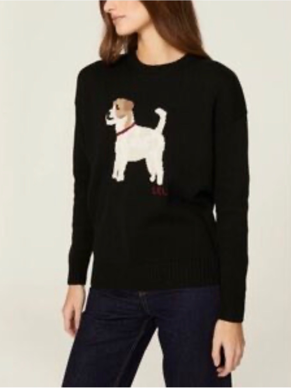Ralph Lauren Black Crewneck Sweater with Dog Motif